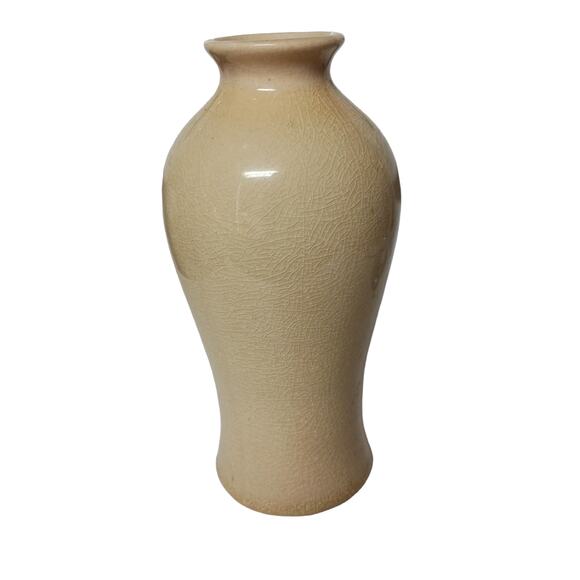 Beige Pottery Vase Rustic Art Deco Distressed 6" Vintage Decor 🌾 - Picture 4 of 14